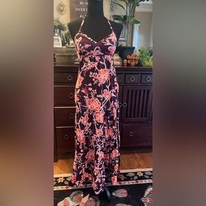 Express Women’s Floral Halter Maxi Dress- Pink and Purple